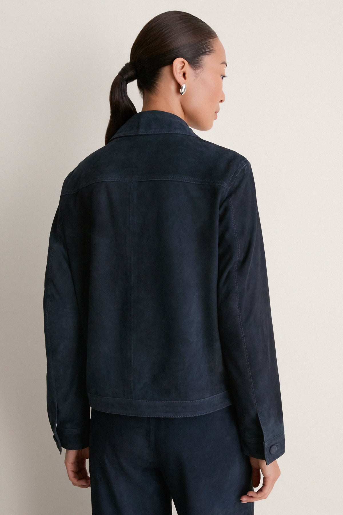 Navy Suede Cropped Val Jacket