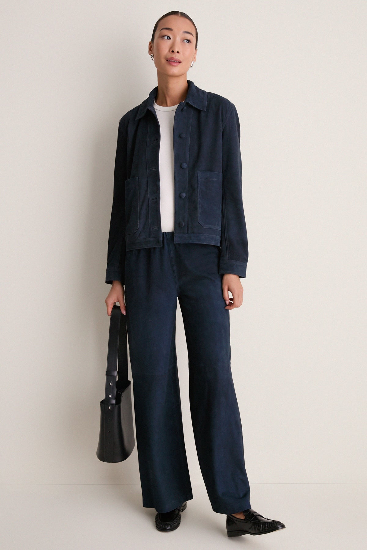 Navy Suede Colby Pants