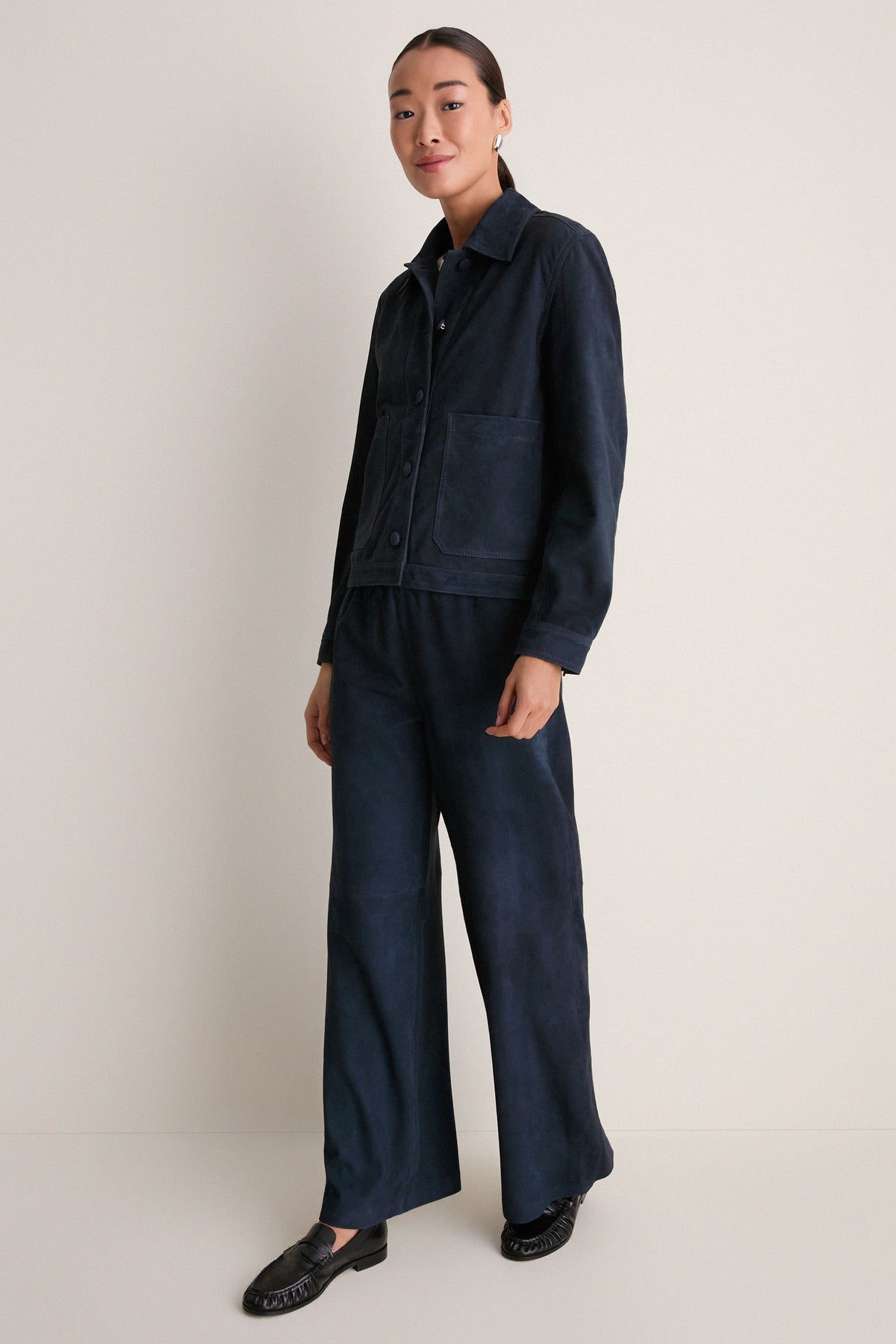 Navy Suede Colby Pants