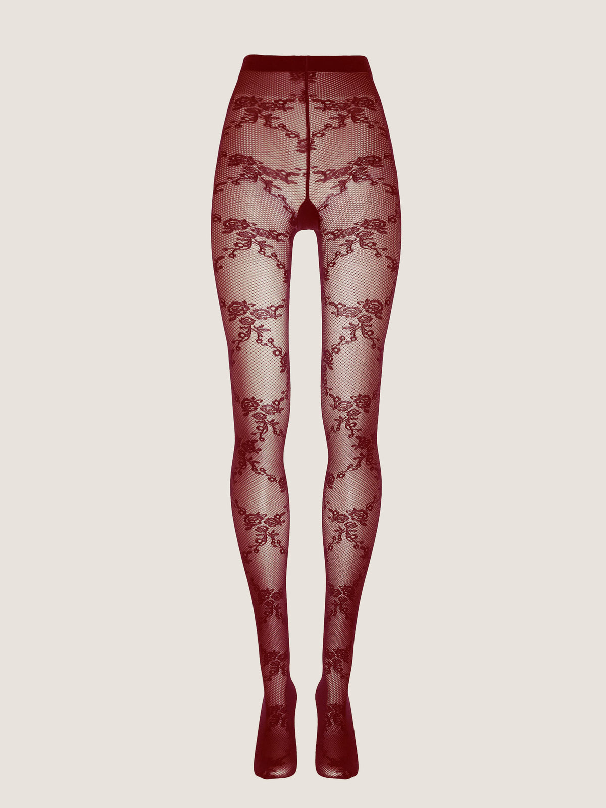 Bordeaux Floral Lace Tights