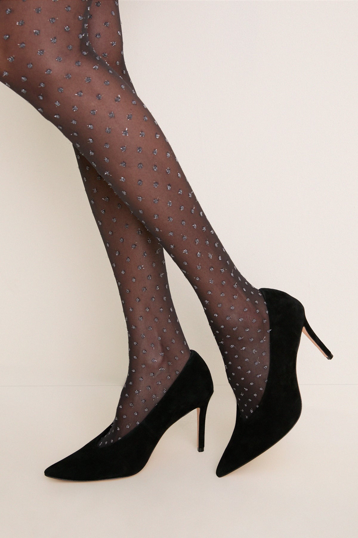 Black and Silver Shimmer Dots Tights