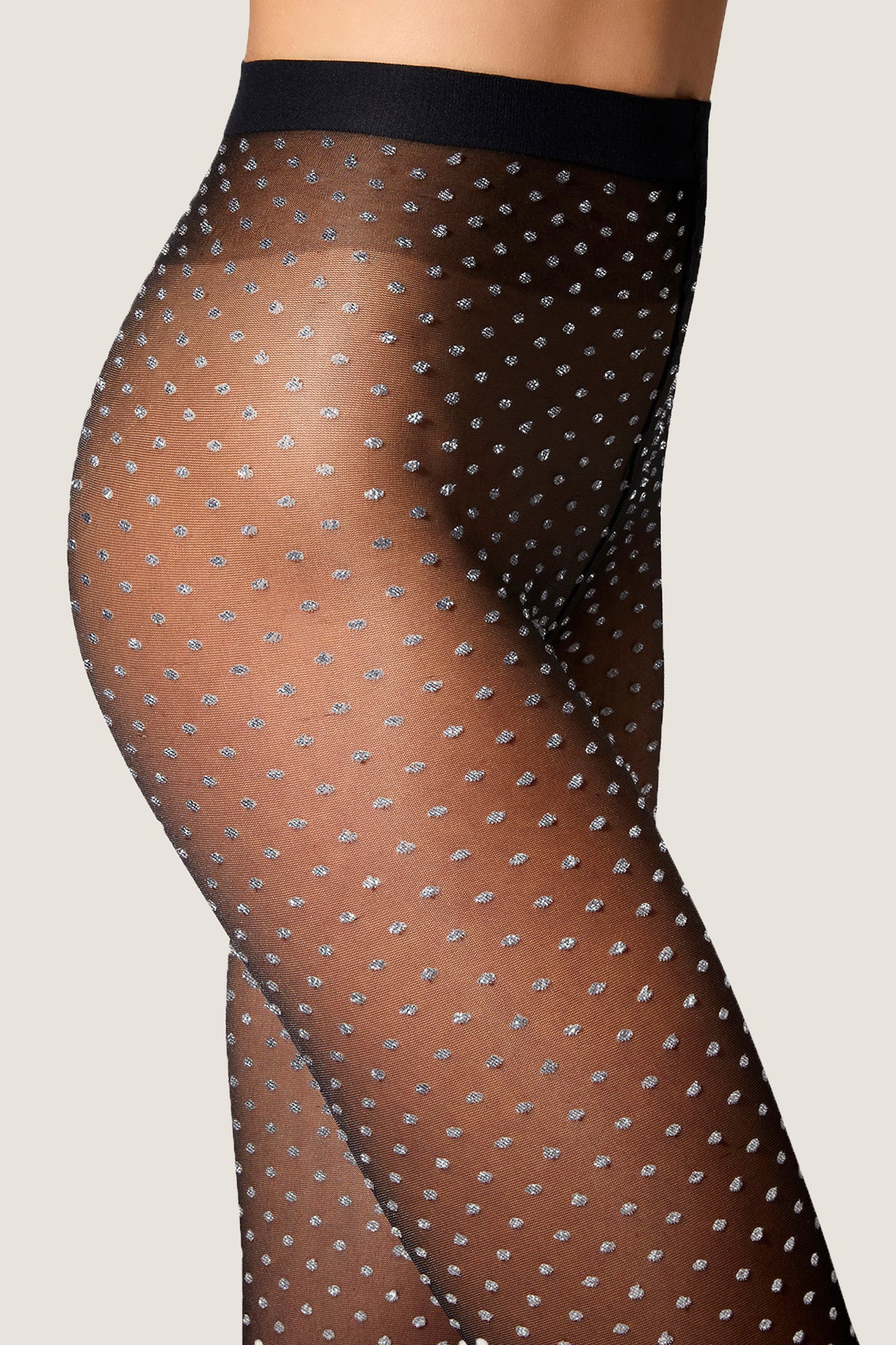 Black and Silver Shimmer Dots Tights