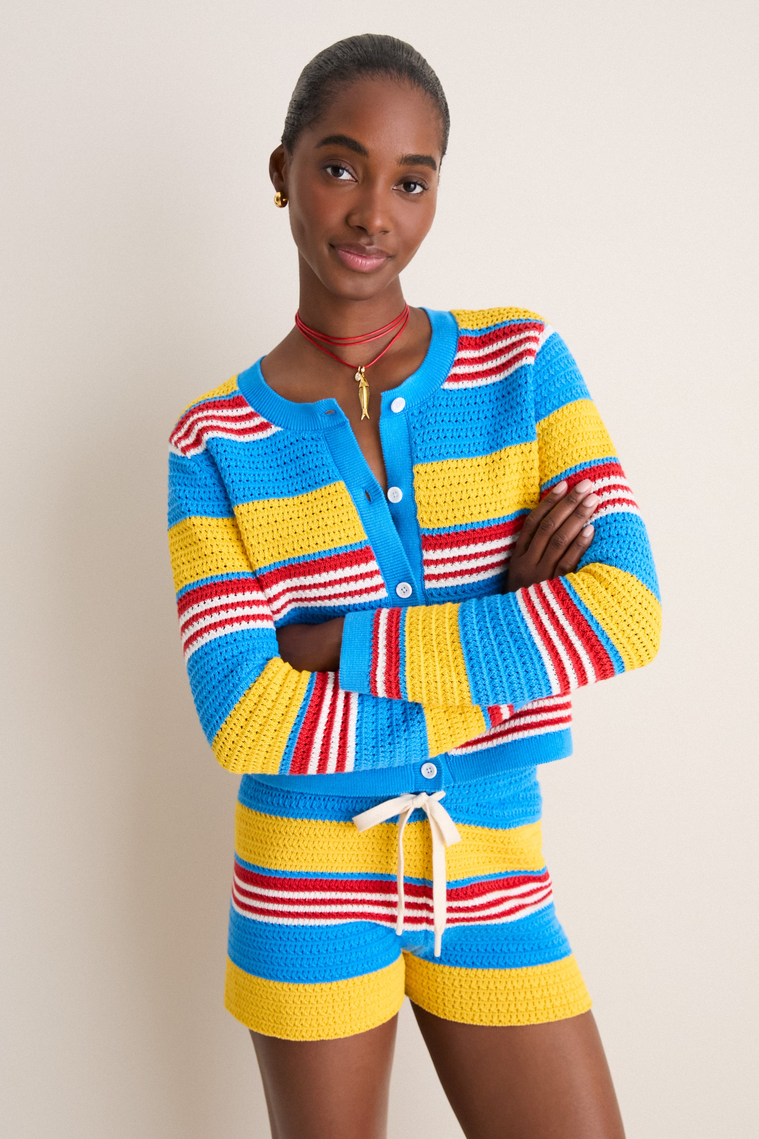 t*迎様 Needles Cardigan Jacket Multi Strip Blue Multi Stripe Tammy Cardigan | POSSE