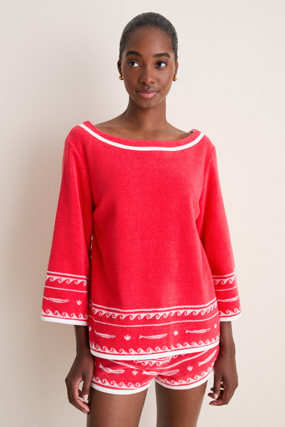 Red Ivory Fish Cody Top