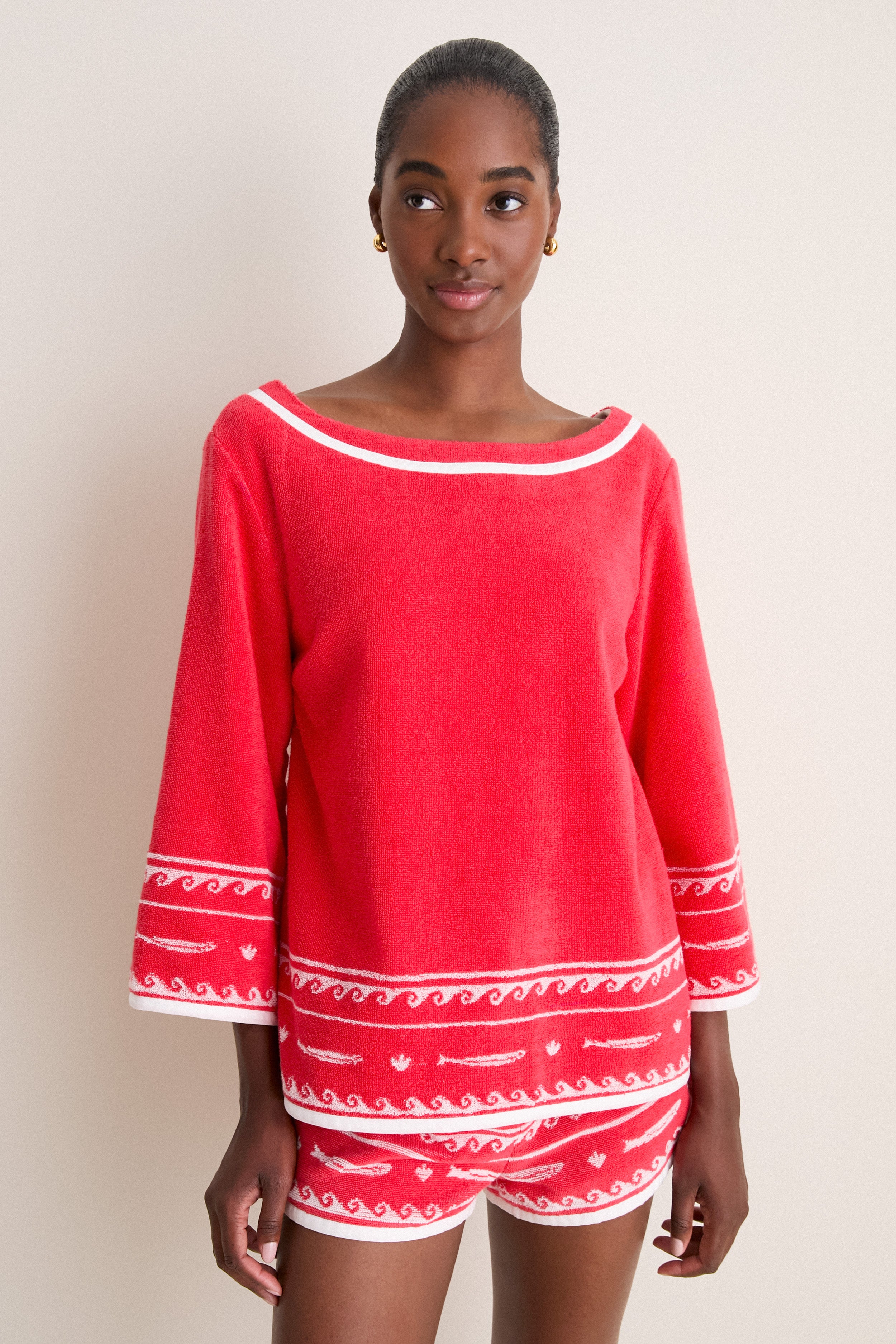 Red Ivory Fish Cody Top