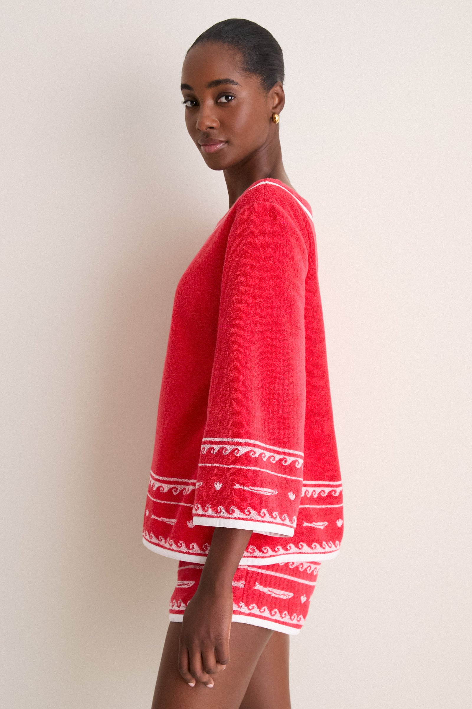 Red Ivory Fish Cody Top