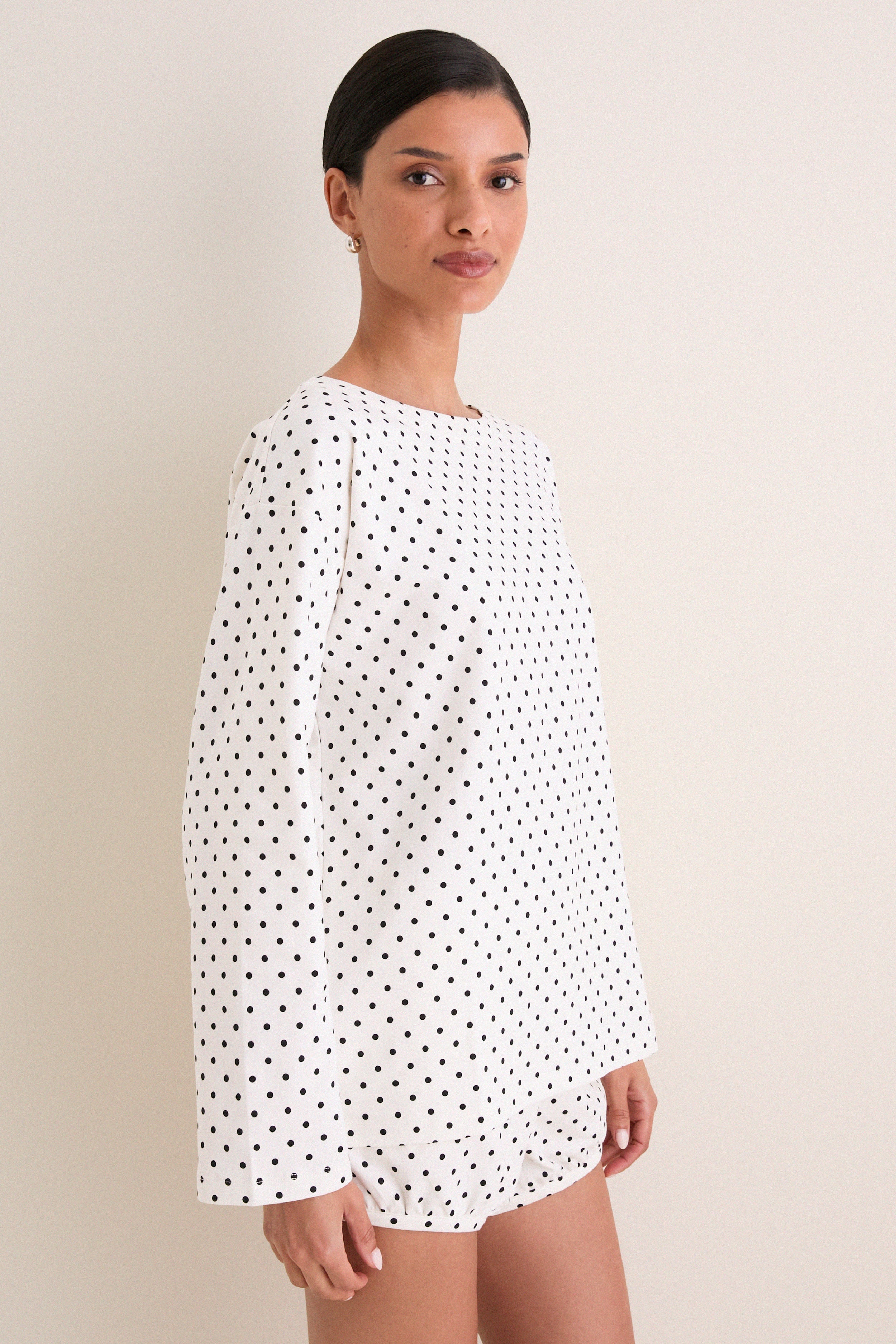 Ivory Black Polka Dot Tommy Top
