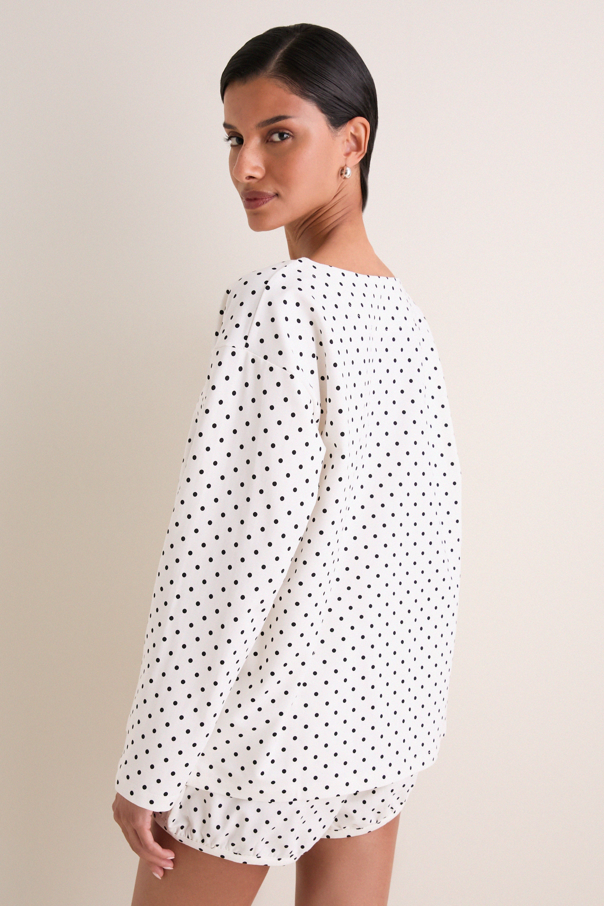 Ivory Black Polka Dot Tommy Top | POSSE