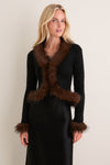 Black Faux Fur Knit Cardigan
