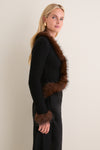 Black Faux Fur Knit Cardigan
