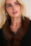 Black Faux Fur Knit Cardigan