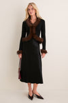 Black Faux Fur Knit Cardigan