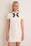 Cream Sequin Embellished Mini Dress