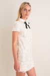 Cream Sequin Embellished Mini Dress