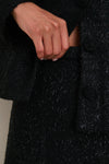 Black Metallic Boucle Midi Dress