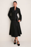 Black Metallic Boucle Midi Dress