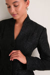 Black Metallic Boucle Midi Dress