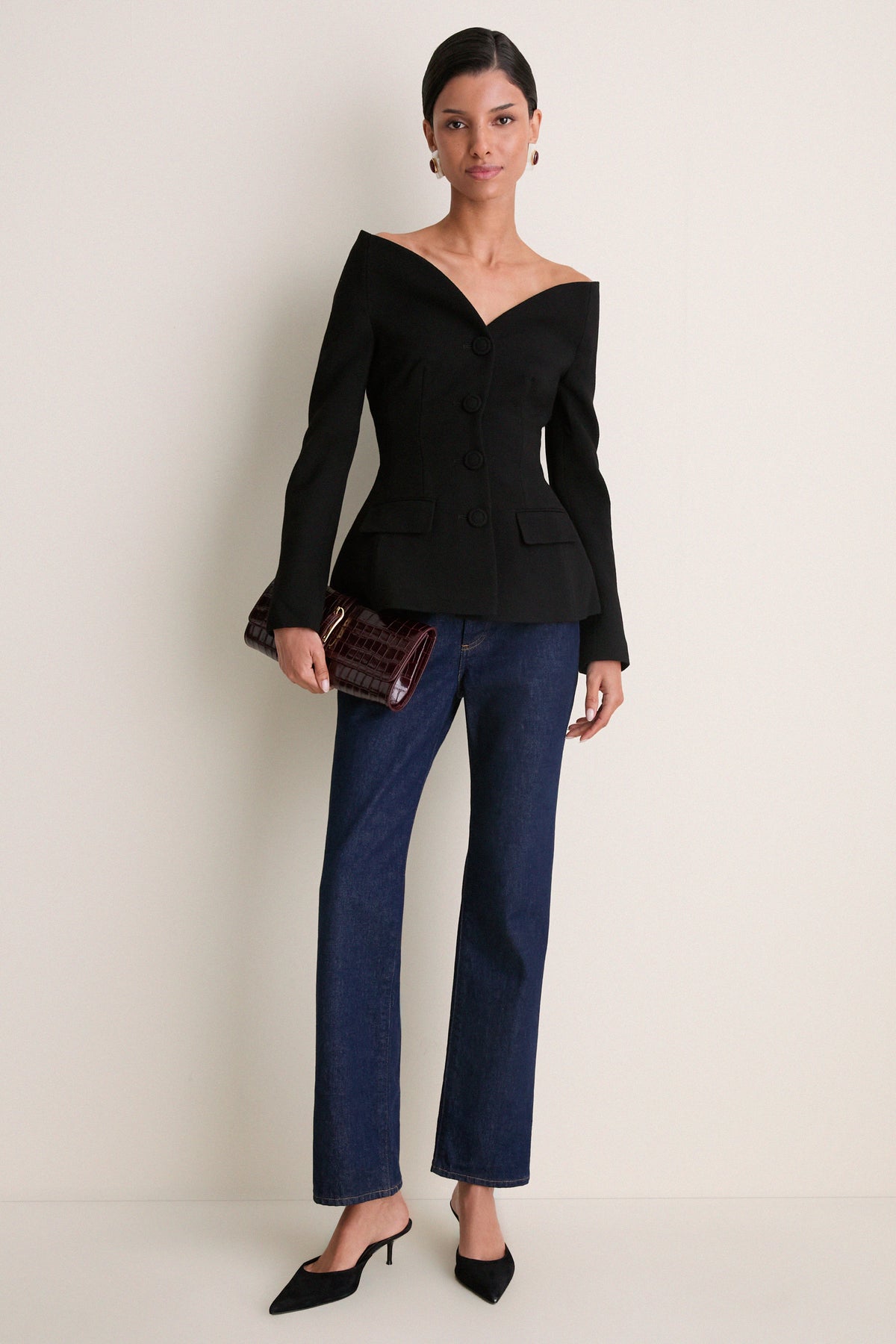 Black Wool Crepe Jacket