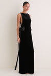 Black Velvet Bow Sides Maxi Dress