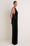 Black Velvet Bow Sides Maxi Dress
