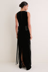 Black Velvet Bow Sides Maxi Dress