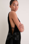 Black Velvet Bow Sides Maxi Dress