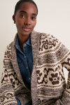 Marled Chestnut Nordic Flower Lodge Cardigan