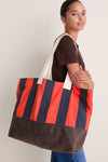 Hot Red Prep Stripe Tote