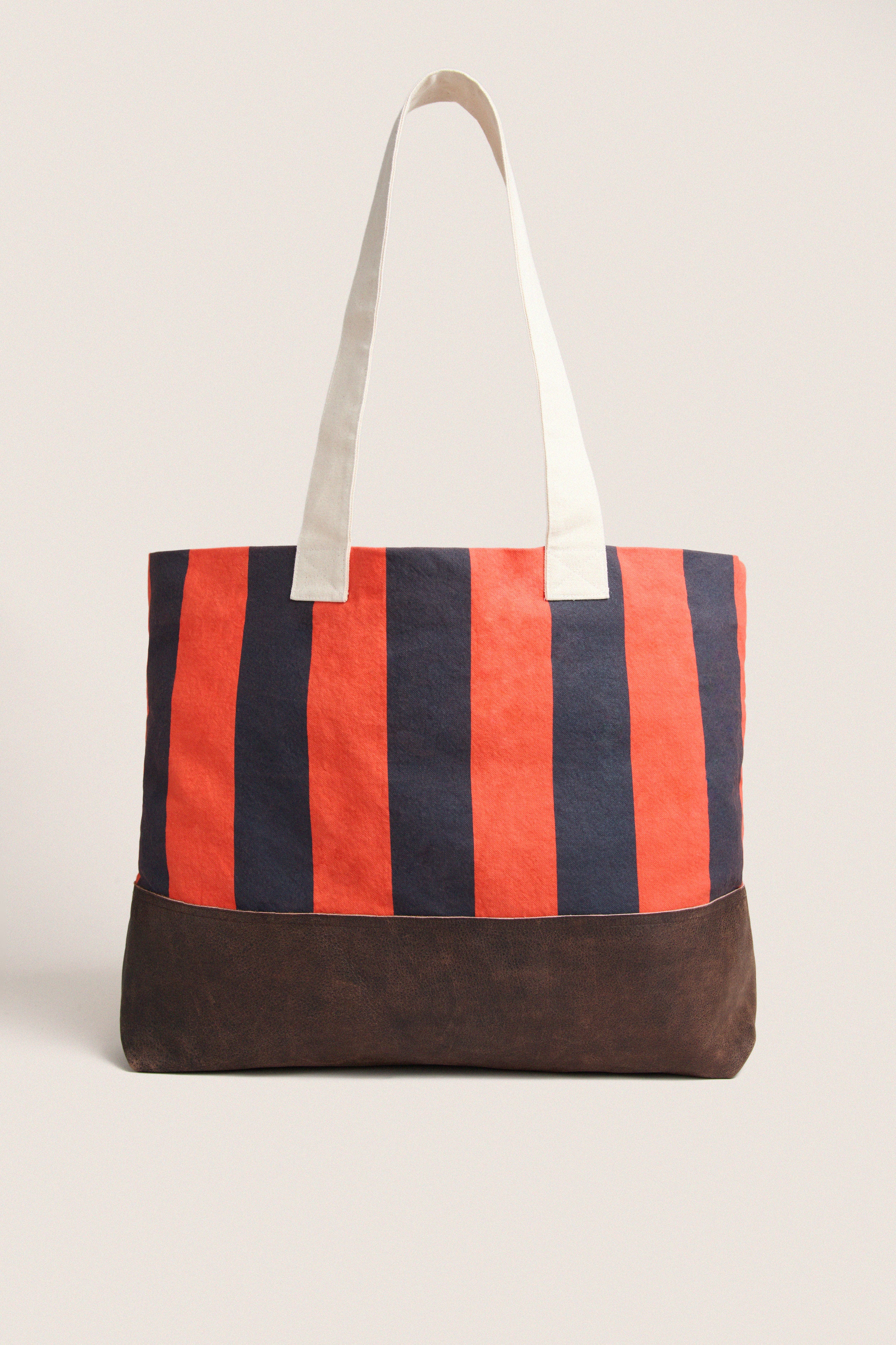 Hot Red Prep Stripe Tote