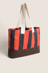 Hot Red Prep Stripe Tote