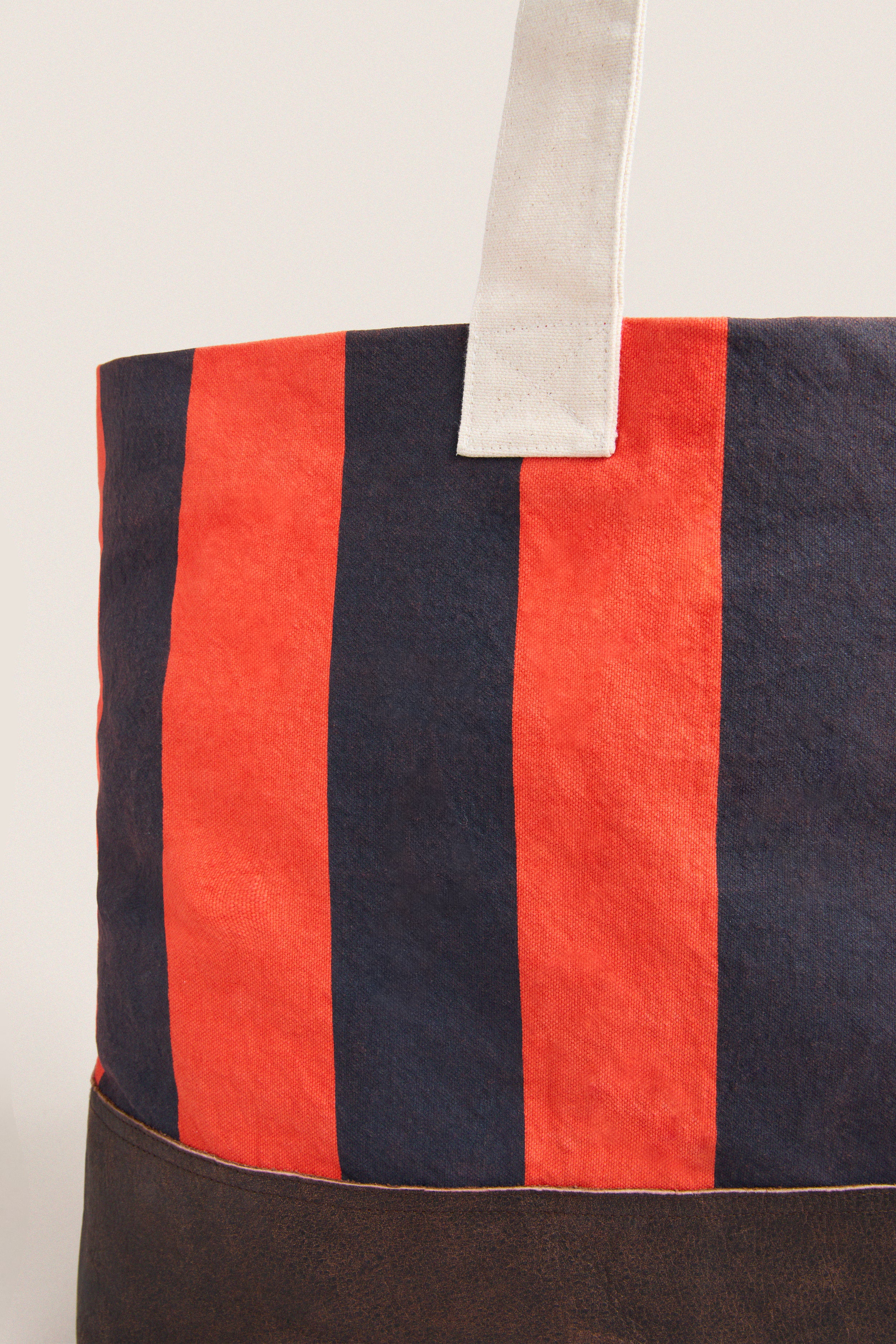 Hot Red Prep Stripe Tote