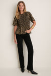 Tan Leopard Smocked Flounce Top