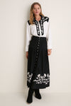 Cream with Black Western Embroidered Highland Skirt