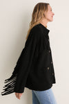 Black Western Fringe Sweater Jacket