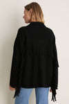 Black Western Fringe Sweater Jacket