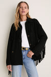 Black Western Fringe Sweater Jacket