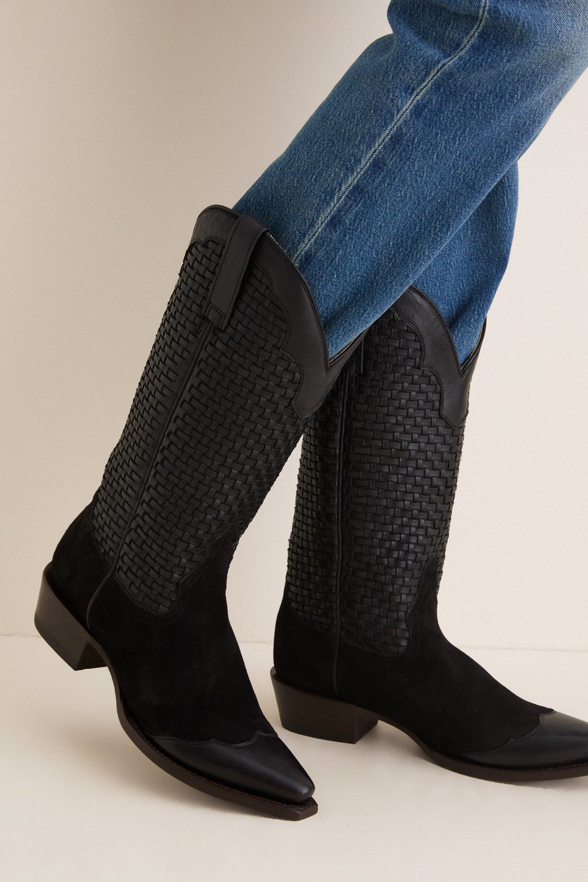 Black Basket Weave Cowboy Boot