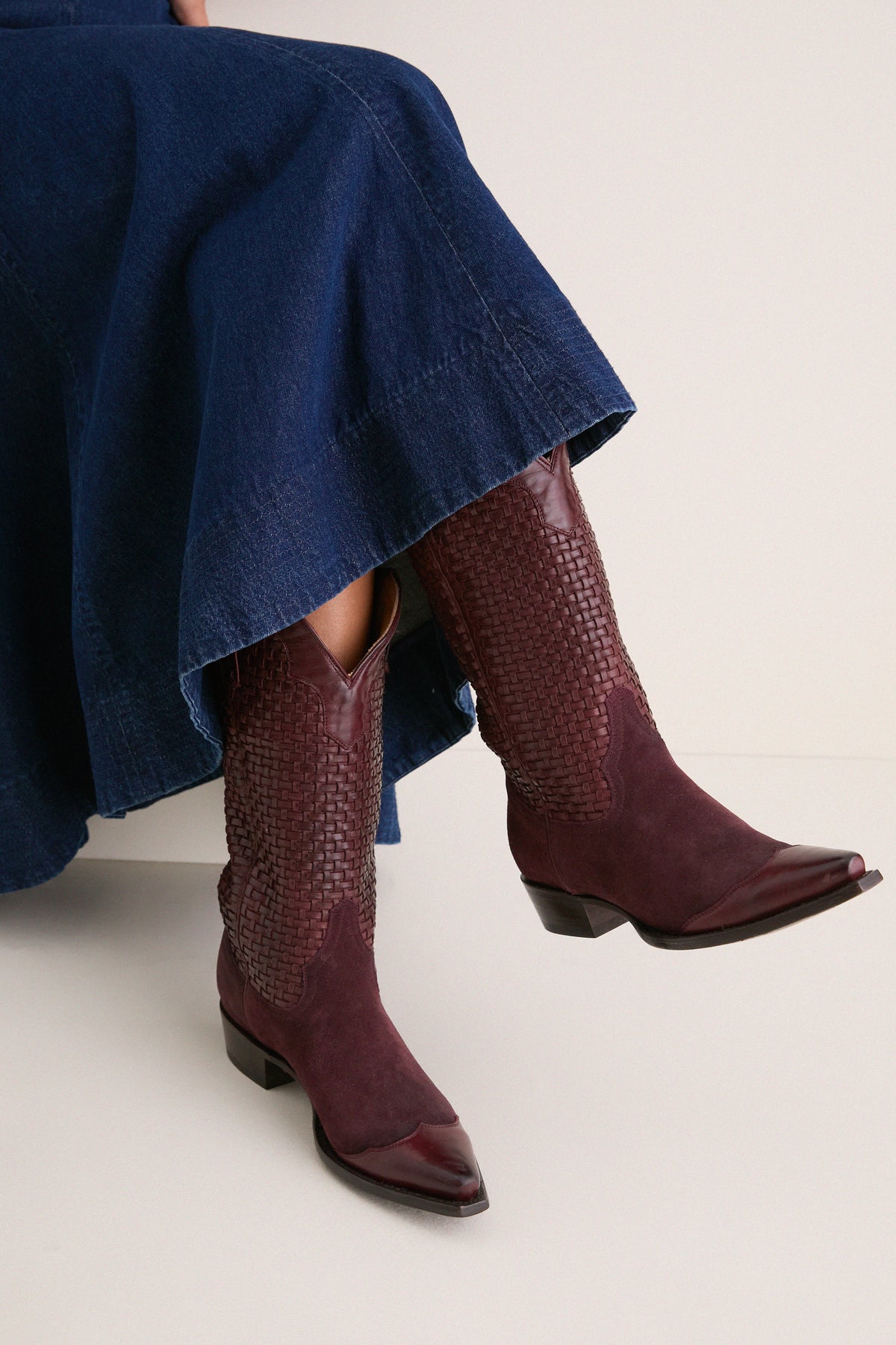 Oxblood Basket Weave Cowboy Boot