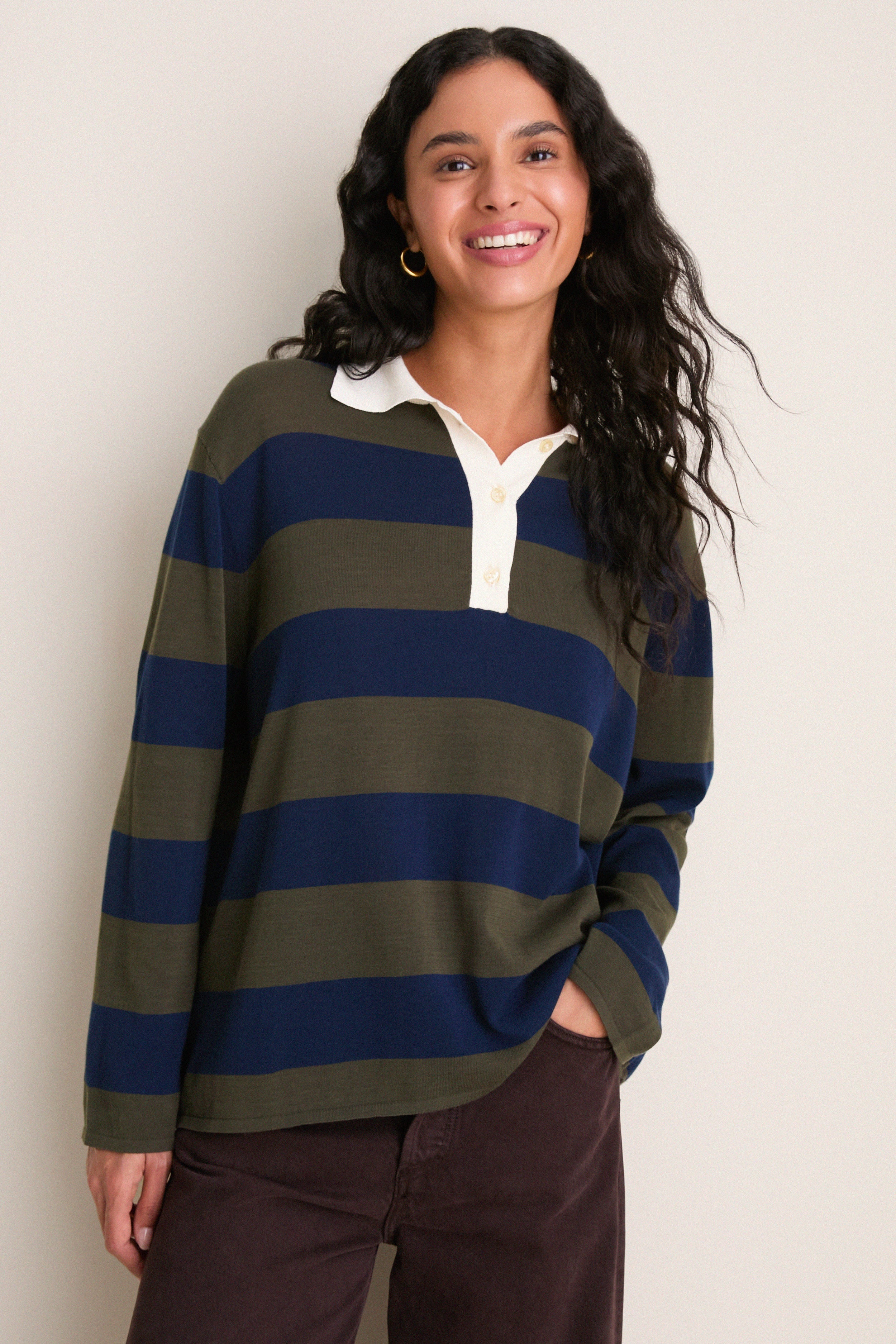 Army League Stripe Academy Polo Sweater