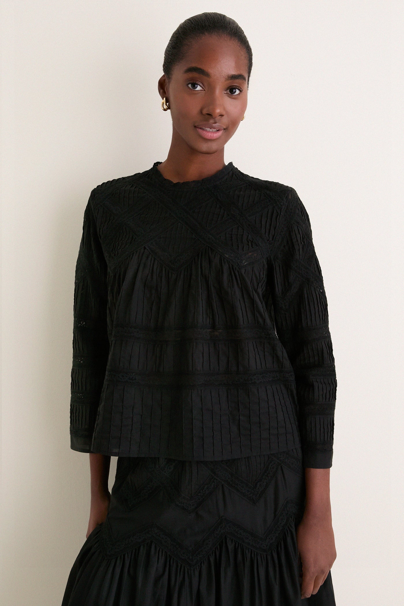 Black Lattice Lace Victorian Top