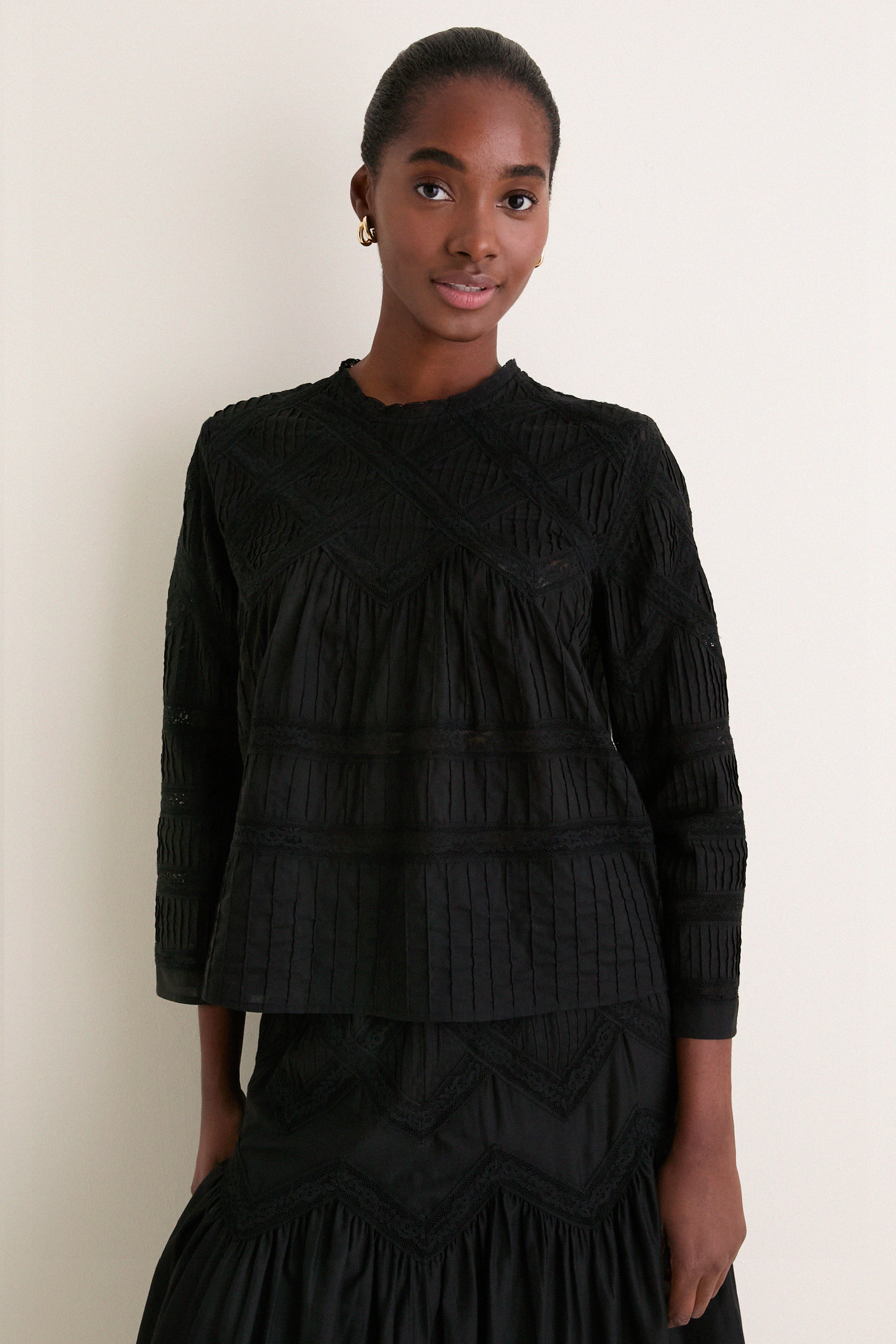 Black Lattice Lace Victorian Top