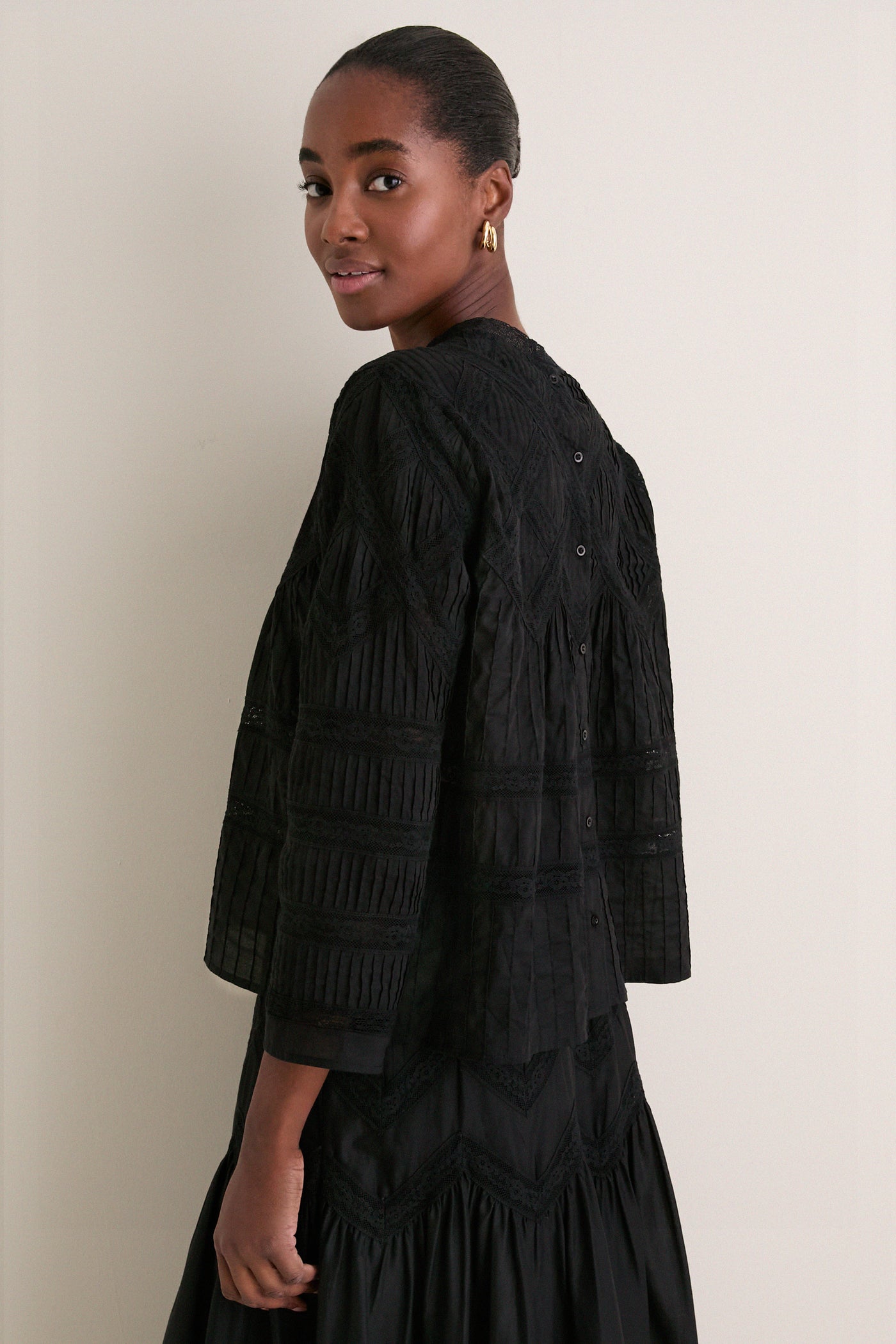 Black Lattice Lace Victorian Top