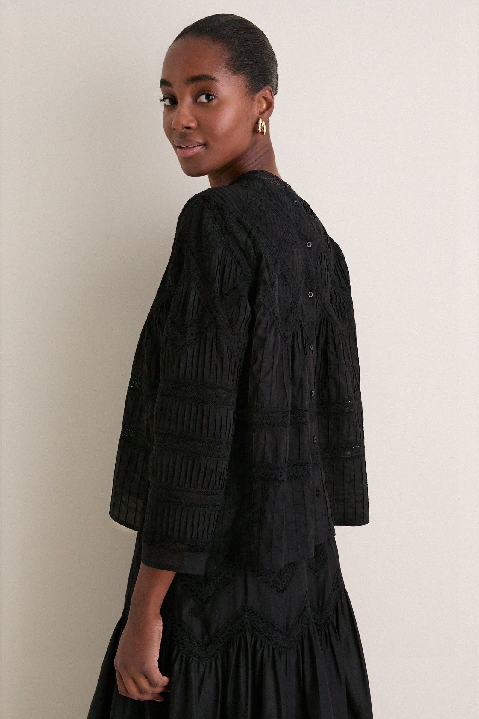 Black Lattice Lace Victorian Top