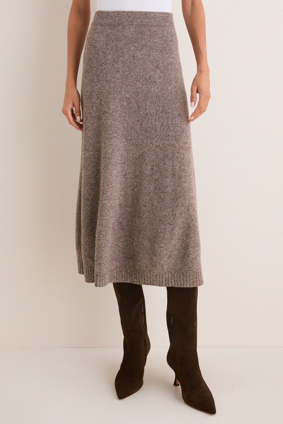 Hazelnut Aloa Knitted Skirt