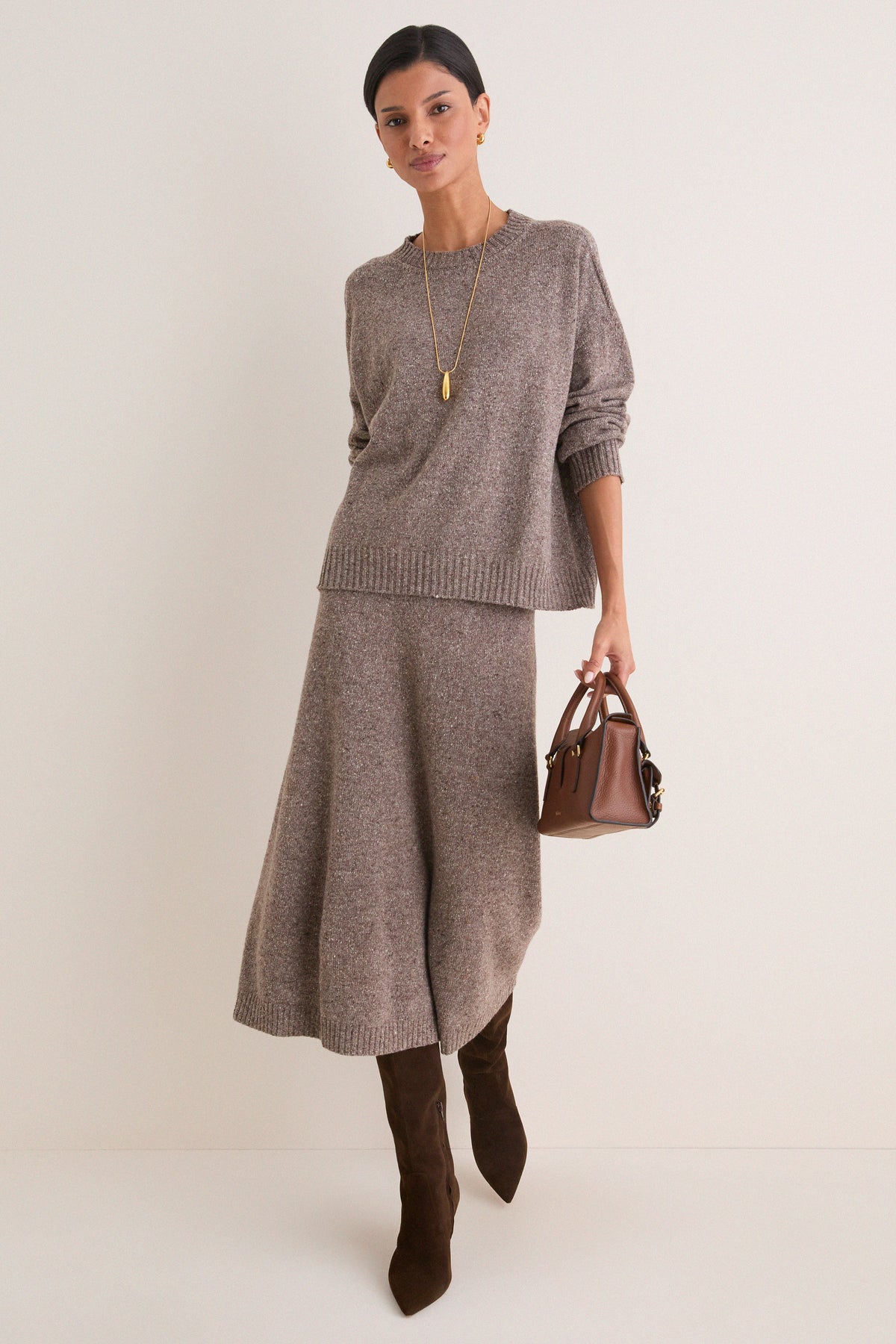 Hazelnut Aloa Knitted Skirt