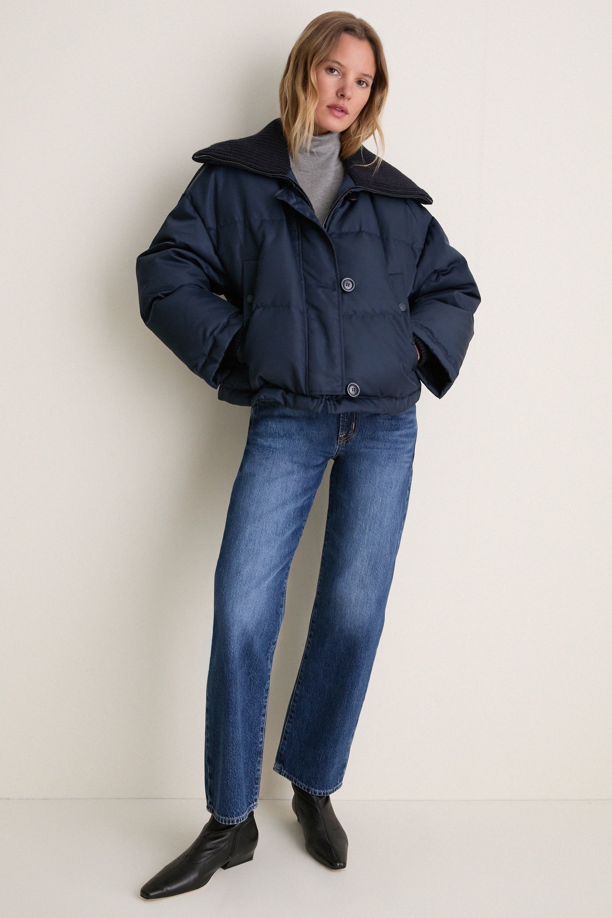Navy Burnea Quilted Jacket