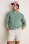 Moss Birdseye Cotton Split-Neck Sweater