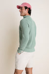 Moss Birdseye Cotton Split-Neck Sweater