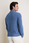 Chambray Blue Birdseye Cotton Split-Neck Sweater