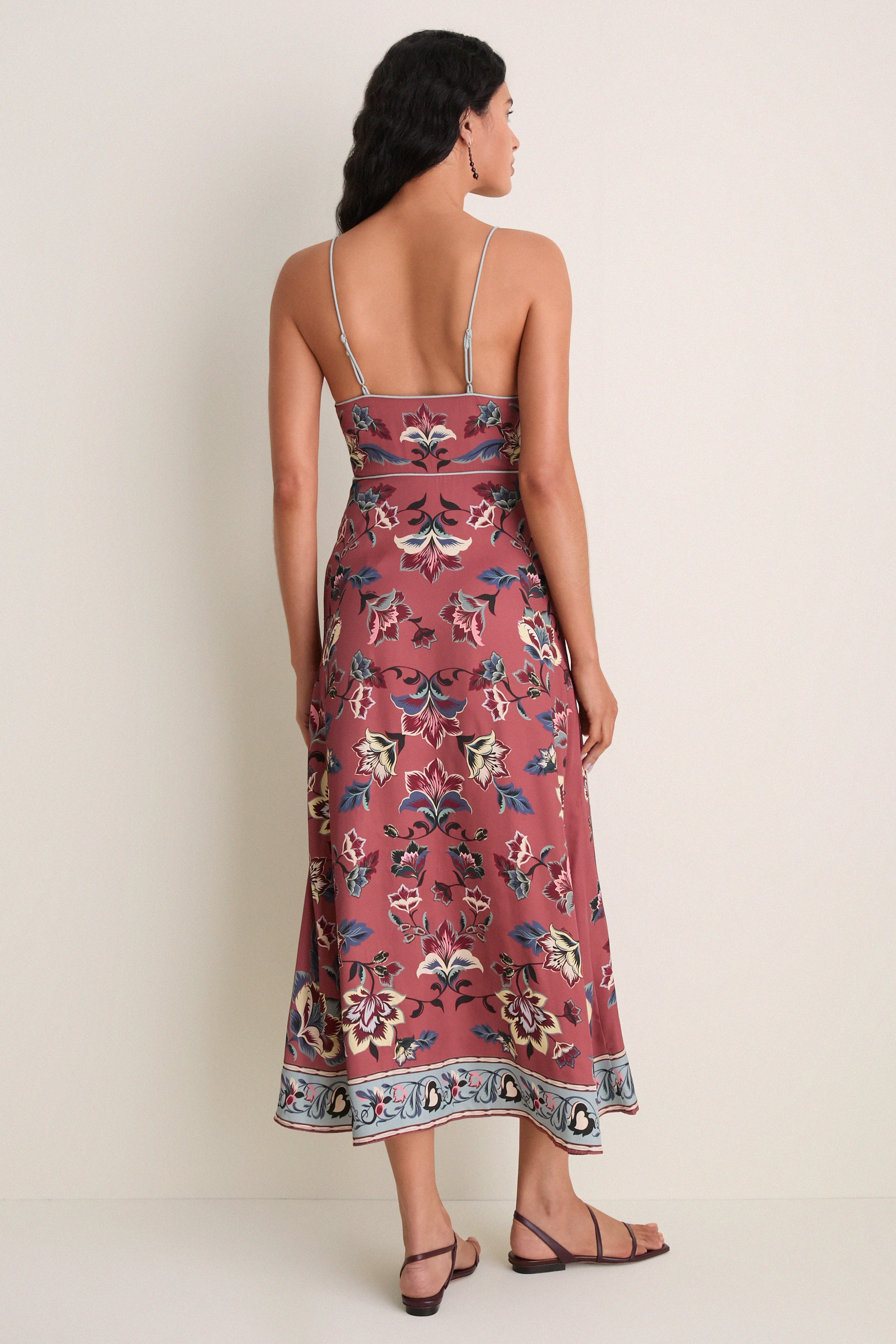 Floral Beauty Tapestry Blush Pink Maxi Slip Dress